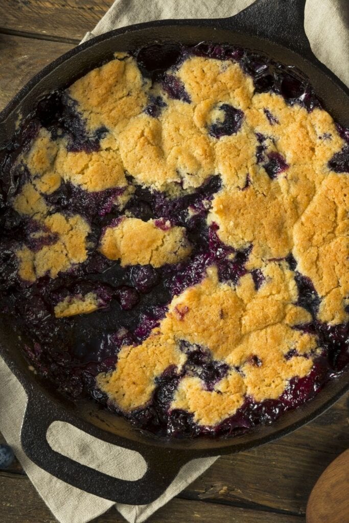 Blueberry Cobbler in a Cast Iron Pan