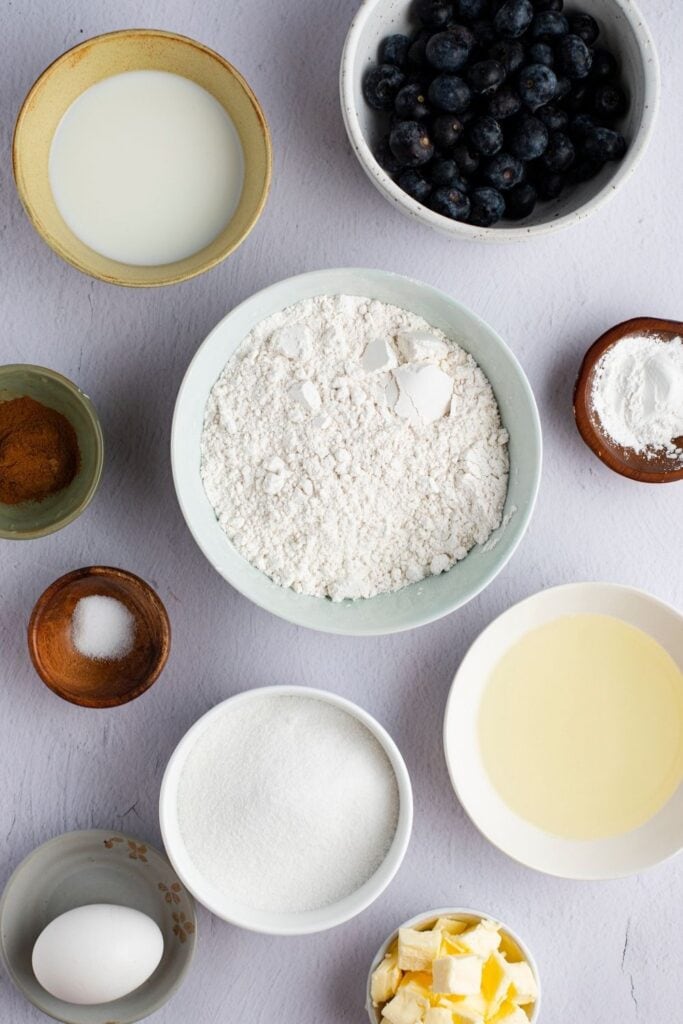 Blueberry Muffin Ingredients: Flour, Sugar, Salt, Egg, Buttermilk, Vegetable Oil and Blueberries