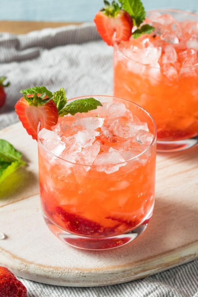 Boozy Strawberry Mint Smash Cocktail