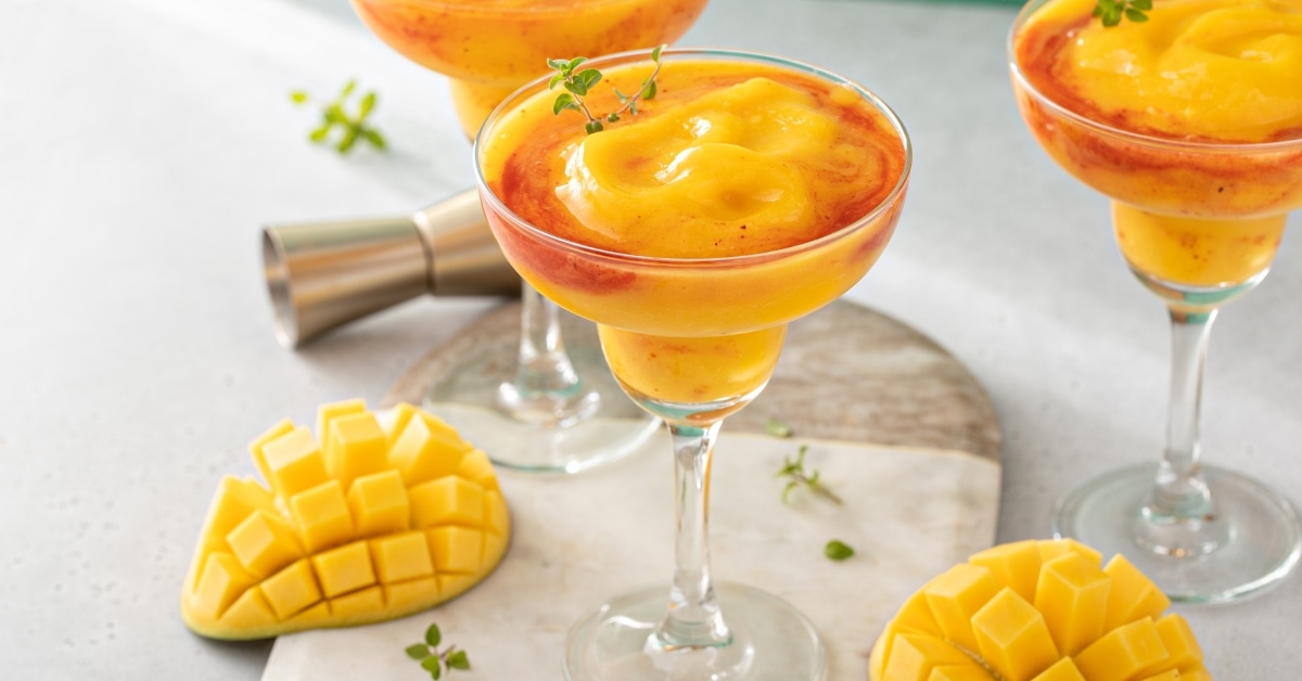 Boozy Refreshing Frozen Mango Margarita Cocktail