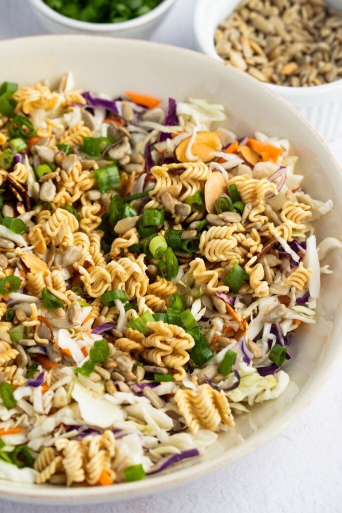 Bowl of Refreshing and Colorful Ramen Noodle Asian Salad