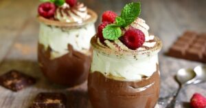 Chocolate Mousse with Raspberries and Whipped Cream
