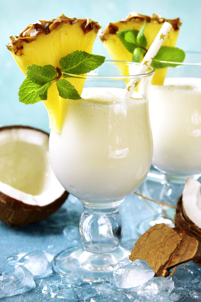 Cold Pina Colada with Coconut and Pineapple
