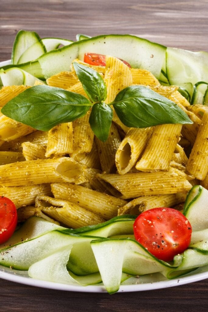 Comforting Pasta with Vegetables and Pesto Sauce