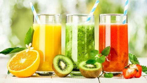 Delicious Fruit Juices: Orange, Kiwi and Strawberry
