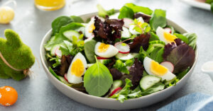 Easter Salad with Vegetables, Cucumber and Boiled Eggs