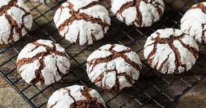 Fudge Crinkle Cookies with Powdered Sugar