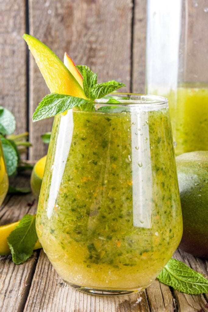 Green Mojito Cocktail in a Glass