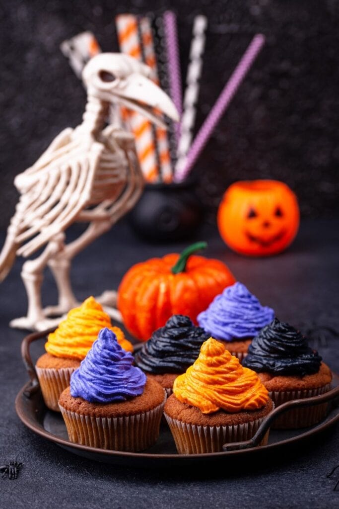 Halloween Inspired Cupcakes with Colorful Buttercream