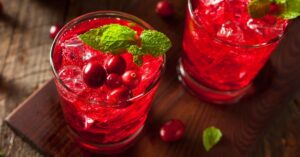 Homemade Boozy Cranberry Cocktail with Mint