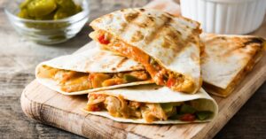 Homemade Cheesy Chicken Quesadillas with Cheese and Peppers