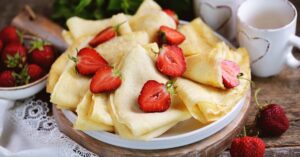 Homemade Chickpea Flour Crepes with Fresh Strawberries