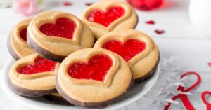 Homemade Cookies with Heart Shaped Jam