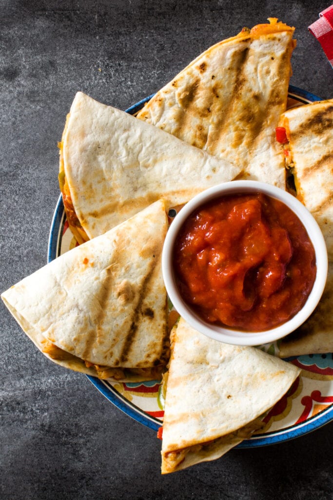 Homemade Quesadillas with Chicken, Cheese and Peppers