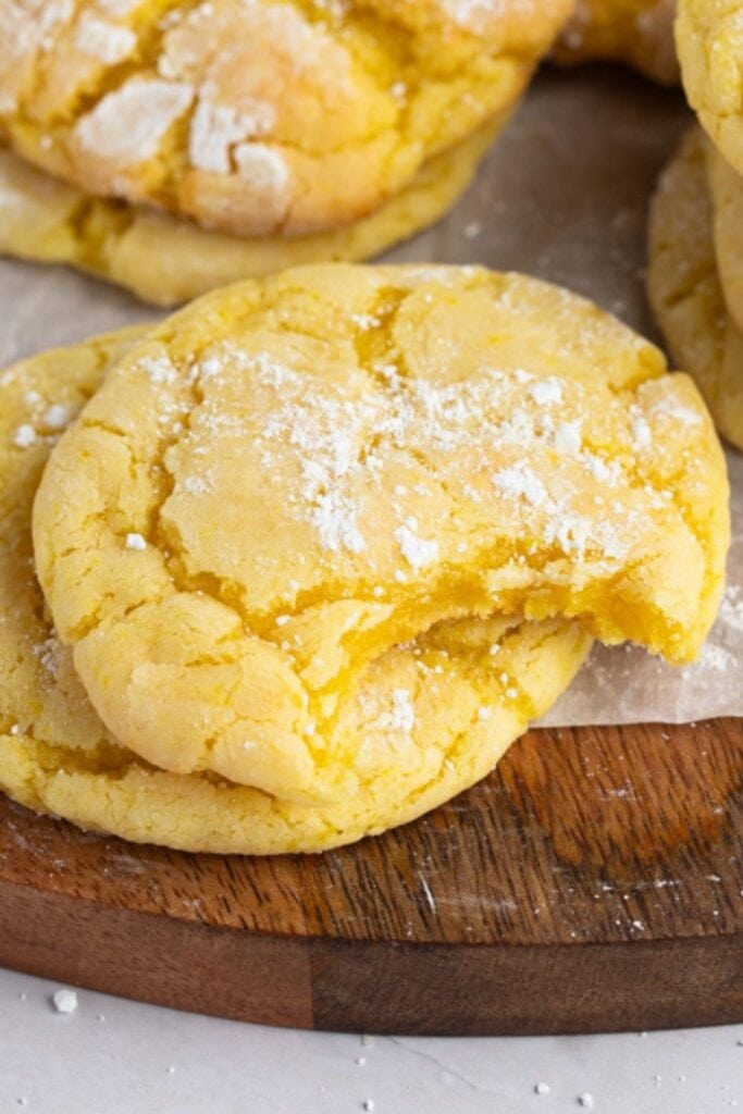Lemon Cake Mix Cookies with Powdered Sugar