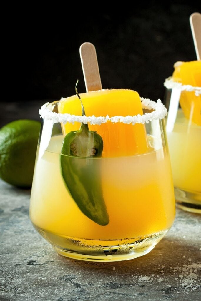 Mango Popsicle Margarita with Jalapeno and Lime