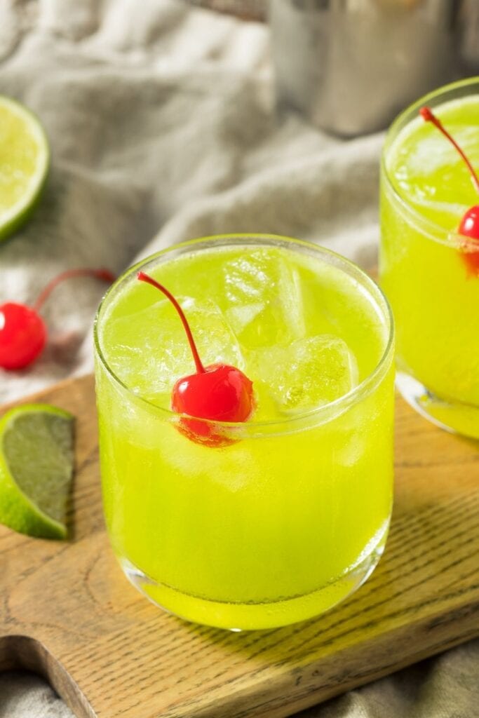 Melon Midori Sour Cocktail with Cherry