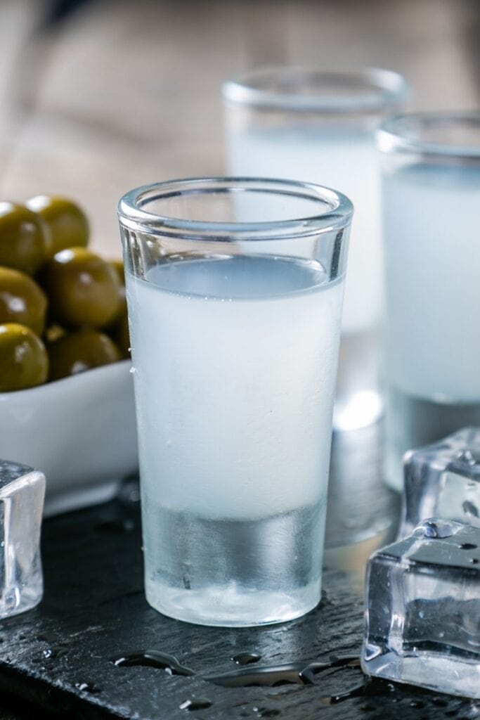 Ouzo Vodka in Shot Glass