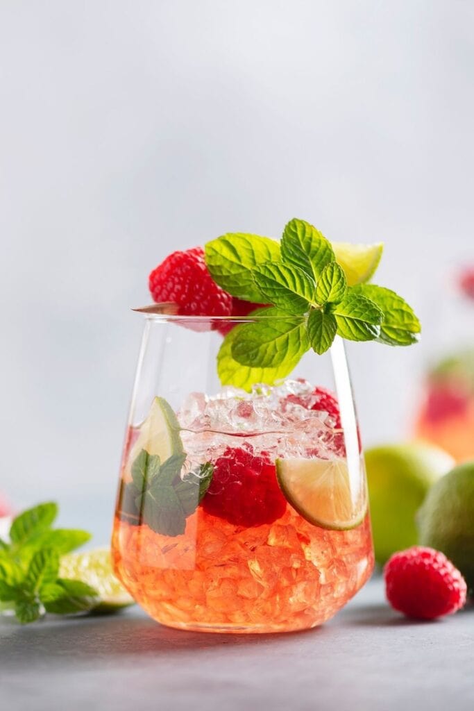 Raspberry Mojito with Mint and Ice