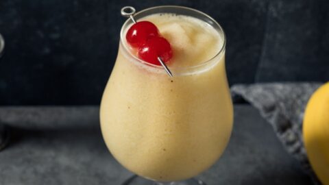 Refreshing Banana Daiquiri Cocktail with Cherries