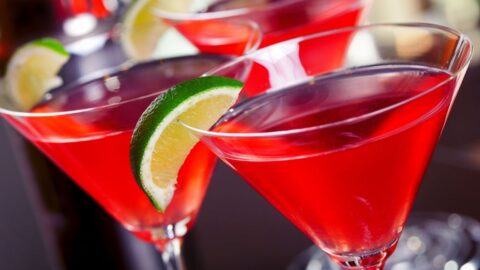 Refreshing Homemade Cosmpolitan Cocktail with Lime