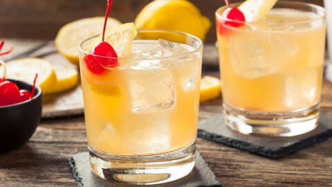Refreshing Scotch Sour Cocktail with Cherry
