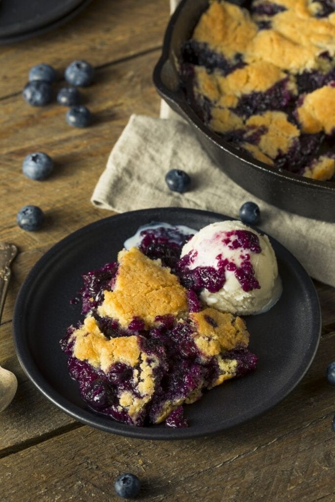 Sweet Blueberry Cobbler with Ice Cream