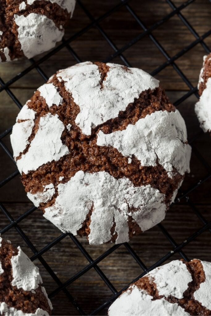 Sweet Fudge Crinkle Cookies in a Cooling Rack