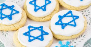 Sweet Homemade Hanukkah Cookies with Blue Star Icing