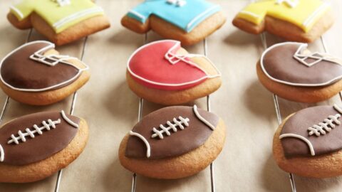 Sweet Homemade Super Bowl Cookies in a Cooling Rack