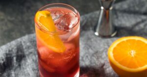 A Glass of Americano Cocktail with Orange