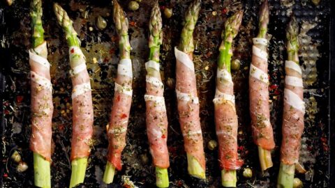 Appetizing Asparagus Wrapped in Bacon with Herbs