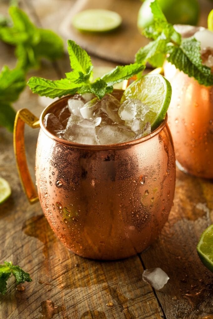 Cold Moscow Mule with Vodka and Ginger Beer