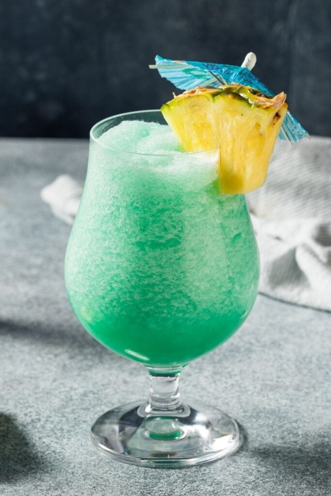 Frozen Blue Hawaiian Cocktail with Pineapple