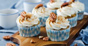 Homemade Carrot Cinnamon Cupcakes with Pecan Nuts
