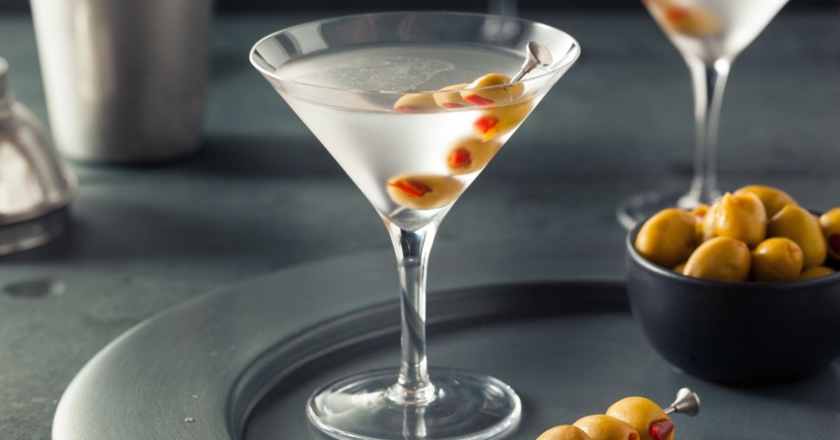 Homemade Dry Vodka Martini with Olives