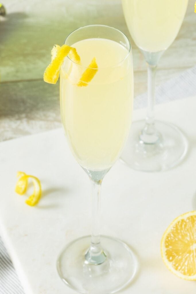 Homemade French 75 Cocktail with Lemons