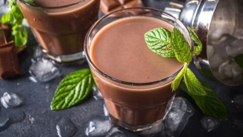 Homemade Iced Chocolate Cocktail with Mint