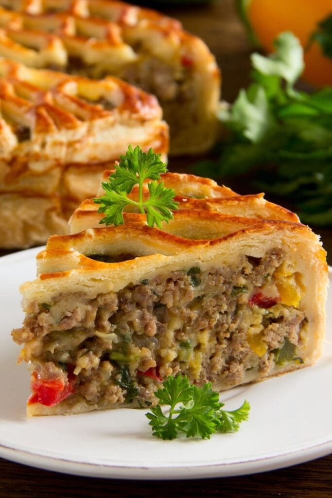 Homemade Meat Pie on a Plate