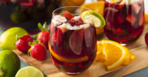 Homemade Red Sangria with Lime, Oranges and Strawberries