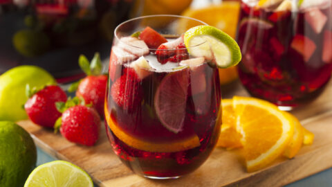 Homemade Red Sangria with Lime, Oranges and Strawberries