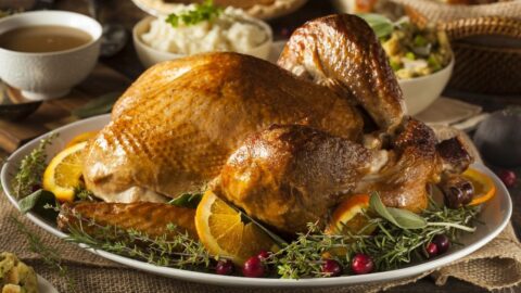 Homemade Rosated Turkey Brine with Lemons, Cranberry and Herbs