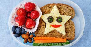 Homemade School Lunch for Kids with Fun Food Faces, Fruits and Vegetables