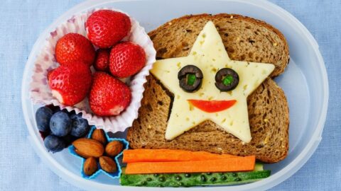 Homemade School Lunch for Kids with Fun Food Faces, Fruits and Vegetables