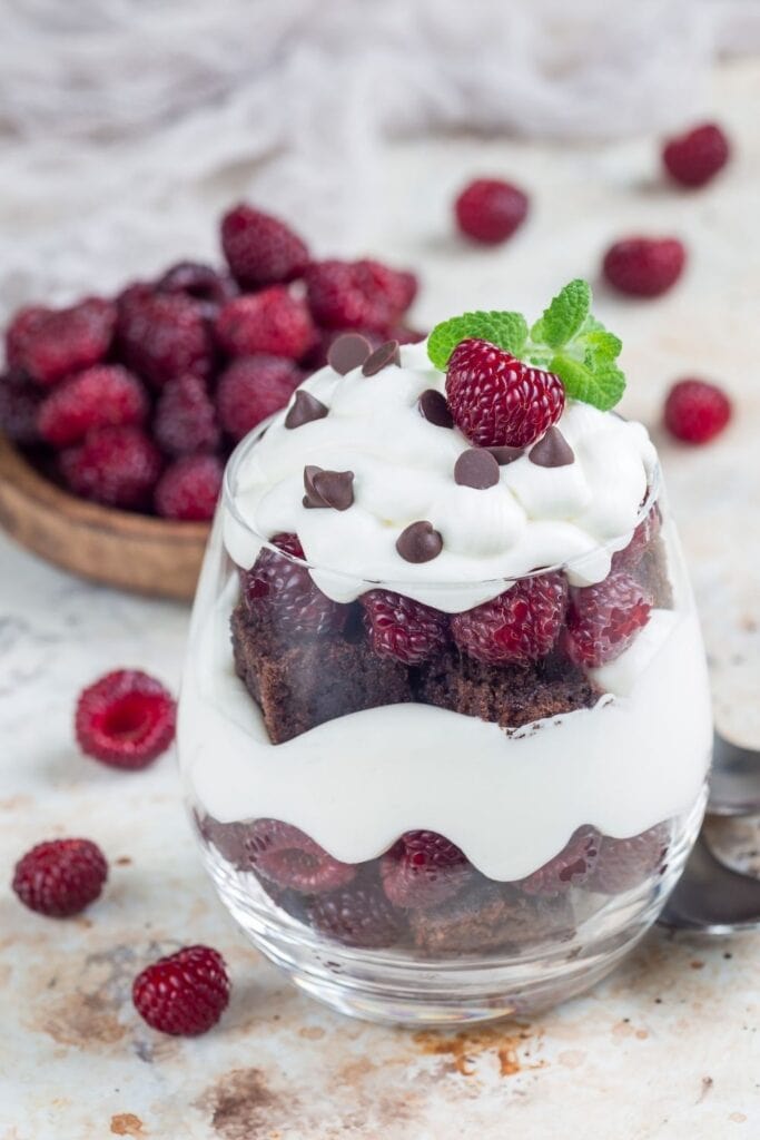 Layered Trifle Brownie Dessert with Raspberries