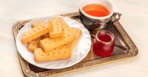 Scottish Shortbread Cookies with Jam and Tea