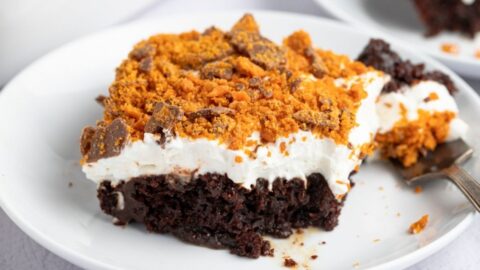 Slice of Sweet Homemade Butterfinger Cake