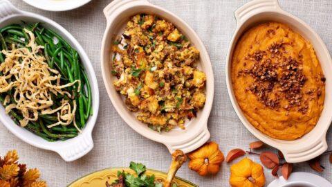 Thanksgiving Sides: Green Bean Casserole, Stuffing and Sweet Potatoes