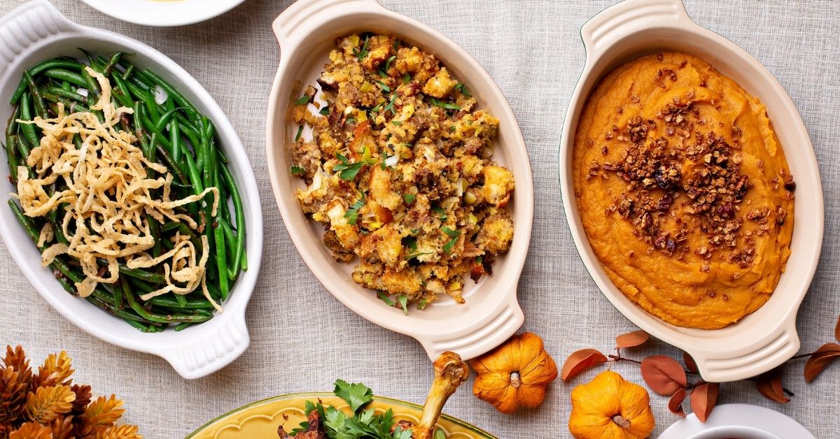 Thanksgiving Sides: Green Bean Casserole, Stuffing and Sweet Potatoes