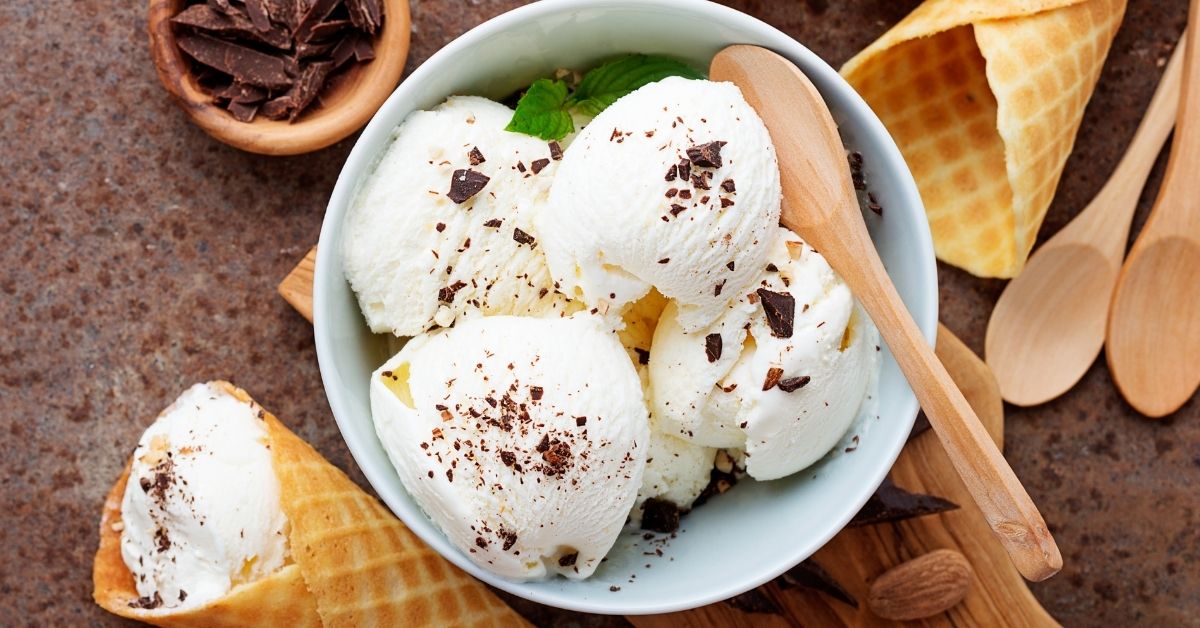 Almond Milk Vanilla Ice Cream in a Bowl
